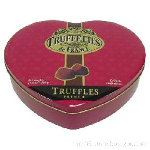 Heart Tin Box for Packing Gift and Food, with Embossed Logo and Food-graded Standard